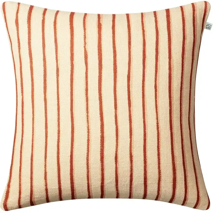 Hochwertig Jaipur Stripe Kissenbezug 50×50 cm, Light Beige / Apricot Orange / Rose