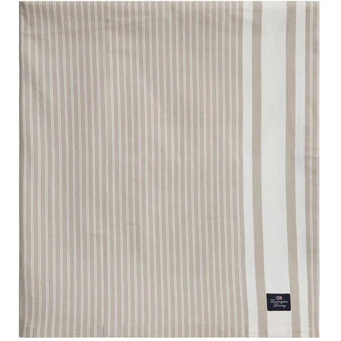 Icons Striped Organic Cotton Oxford Tischdecke 180×180 cm, Beige / Weiß Ausverkauf