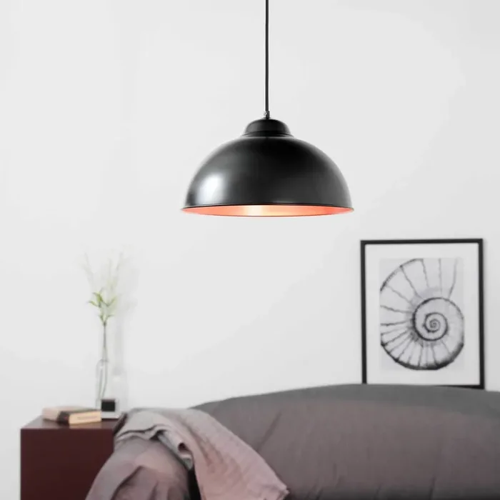 Knallerangebot Stilvolle Pendelleuchte Schwarz Kupfer Ø37cm TRURO