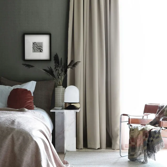 Kostenloser Versand Hotel-Verdunkelungsvorhang Doppelt Breite 290×270 cm, Sandnaturfarben