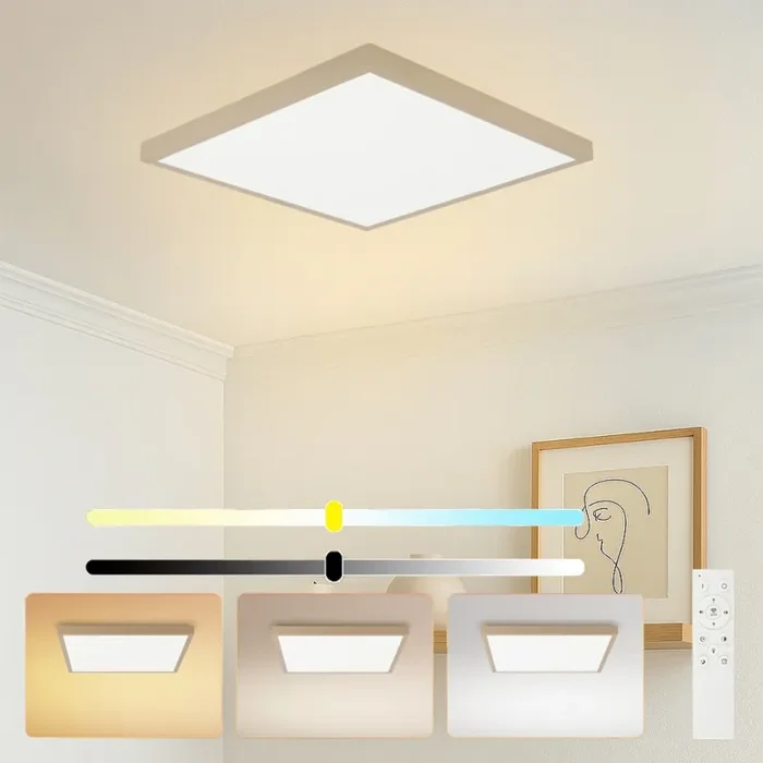 Preisknaller Brilagi – LED-dimmbare Badezimmer-Deckenleuchte FRAME SMART LED/50W/230V 60×60 cm 3000-6000K IP44 beige + Fernbedienung