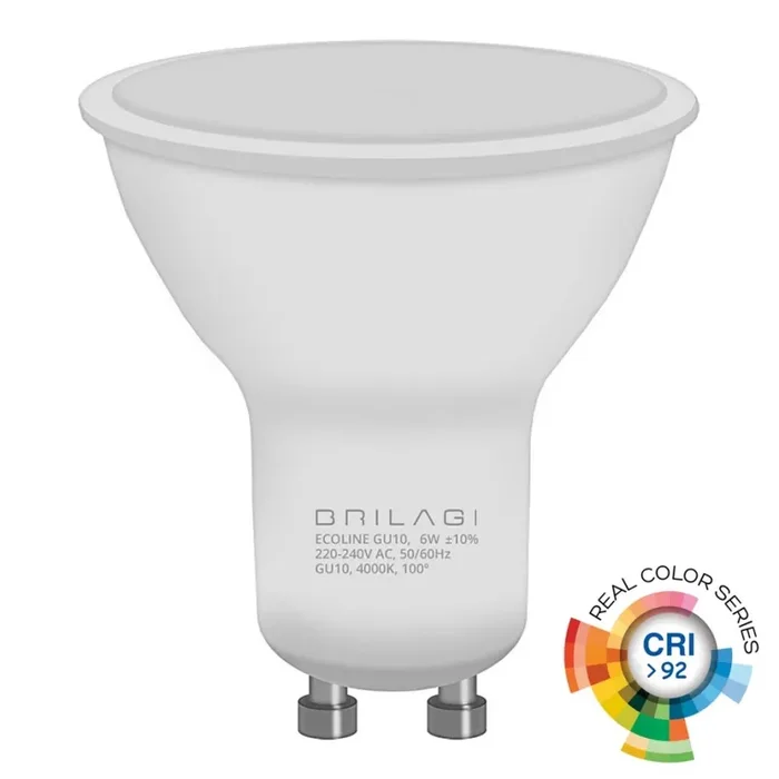 Schneller Versand LED-Lampe ECOLINE GU10/6W/230V 4000K CRI 92 – Brilagi