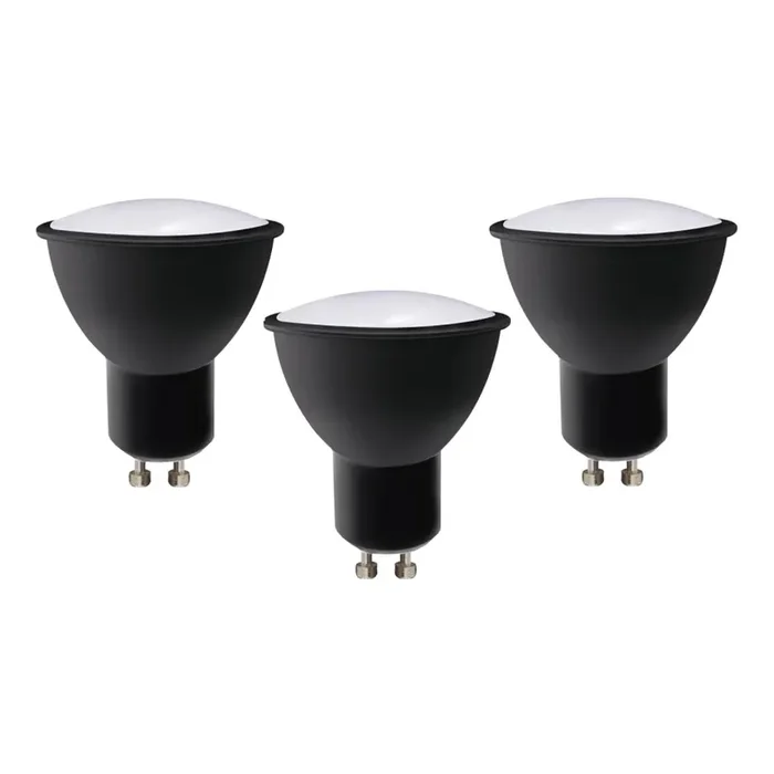 SET 3x LED-Lampe ECOLINE GU10/6W/230V 4000K schwarz – Brilagi Zertifiziert