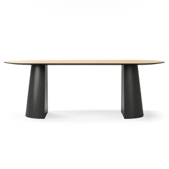 Social Esstisch Natürlich Eiche / Schwarz Eiche, 220 cm Sonderangebot