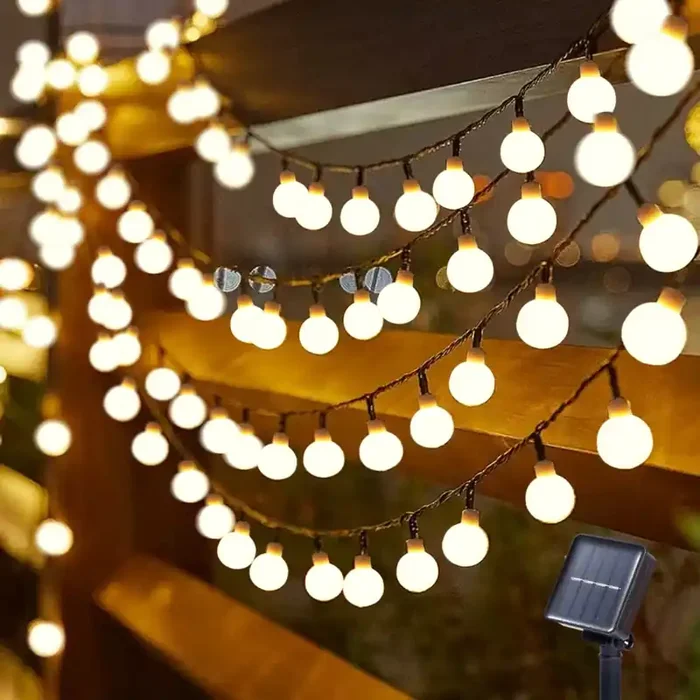 Sofort Bestellen Brilagi – LED-Solar-Lichterkette BUBBLE, 200 LEDs, 8 Funktionen, 20 m, IP65, warmweiß, 800 mAh