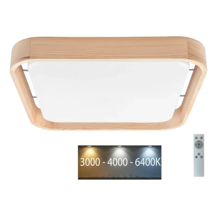Sonderangebot Brilagi – Dimmbare LED Deckenleuchte MANAROLA CUBIC LED/24W/230V 45×45 cm 3000-6500K Kiefer + Fernbedienung