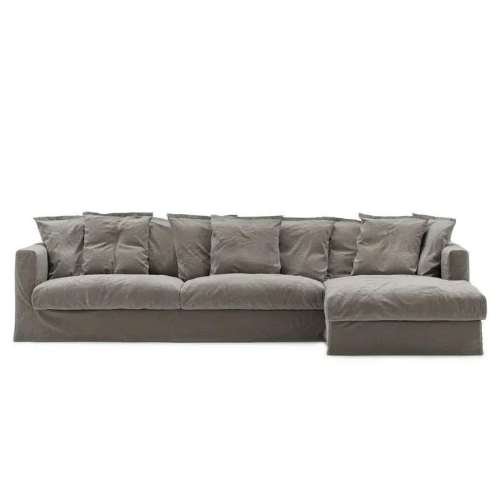Sonderangebot Le Grand Air 3-Sitzer-Sofa Leinen Liege Rechts, Smokey Granite