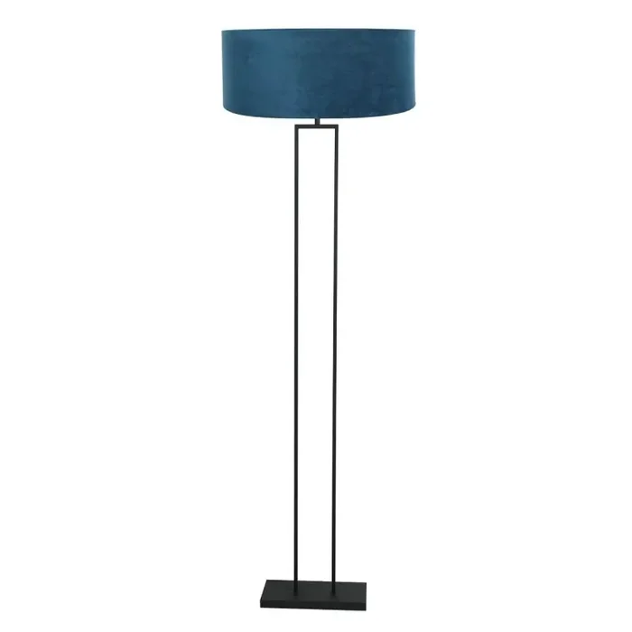 Steinhauer Stehleuchte Stang schwarz Veloursschirm blau Neu