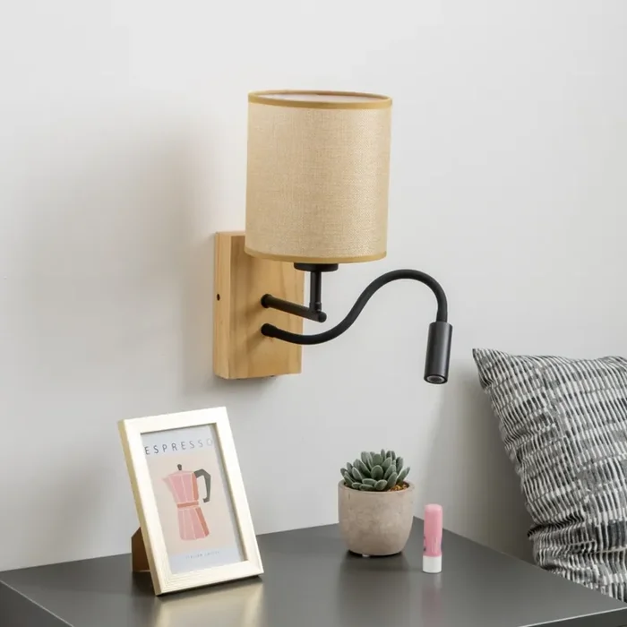 Super-Preis Brilagi – Flexible LED-Wandleuchte NUBILA WOOD 1xE27/25W/230V + LED/3W Eiche/hellbraun
