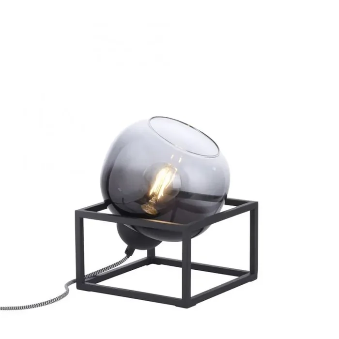 Tischlampe Glasschirm Rauchgrau Schwarz E27 23 cm klein Sale