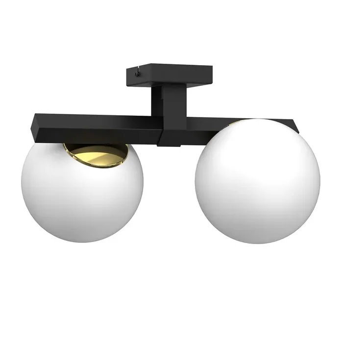 Top-Preis Deckenleuchte Glas satiniert Metall Schwarz Gold 34 cm