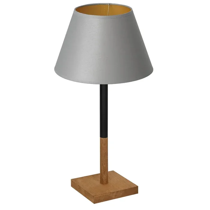 Top-Preis Nachttischlampe Stoff Holz Grau Natur Gold 56 cm E27