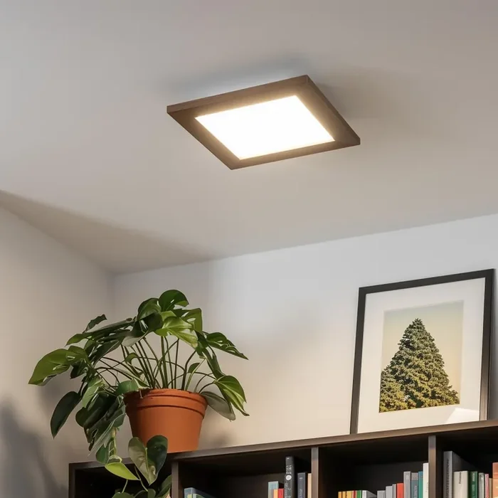 Top-Seller Eglo – LED RGBW dimmbares Aufbaulicht SALOBRENA-C WOOD LED/16W/230V 2700-6500K 34×34 cm dunkelbraun + Fernbedienung