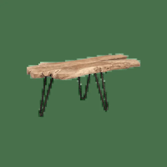 Versand Am Gleichen Tag Couchtisch Tabba Teakholz Metall Schwarz 40*100*40