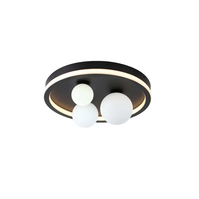 Versand Am Gleichen Tag LED Deckenleuchte Schwarz Weiß Metall Glaskugeln Ø40 cm