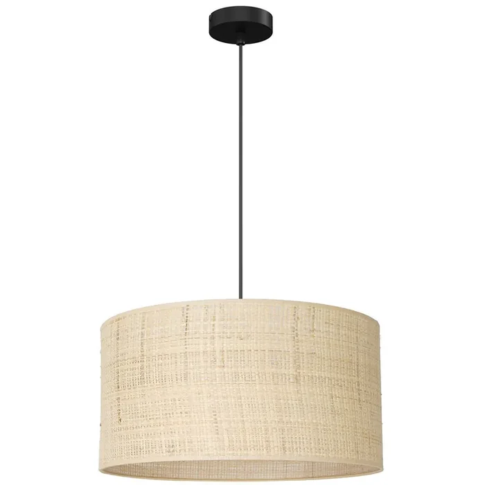 Versand Am Gleichen Tag Runde Hängelampe Rattan Metall Ø40 cm E27 Schwarz Natur