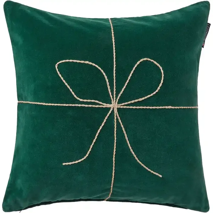 Versand Am Gleichen Tag Wrapped Organic Cotton Velvet Kissenbezug 50×50 cm, Grün / Beige