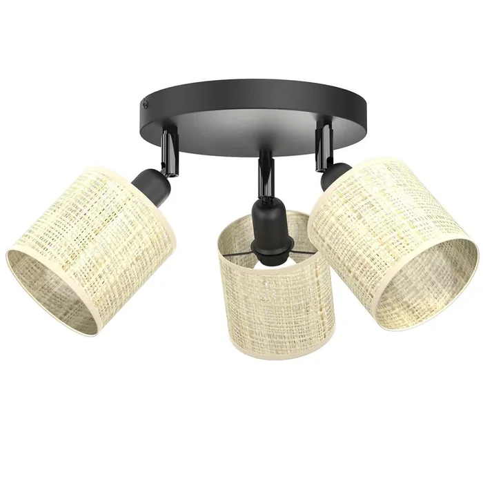 Verstellbarer Deckenspot Rattan Metall Ø34 cm rund Super-Preis