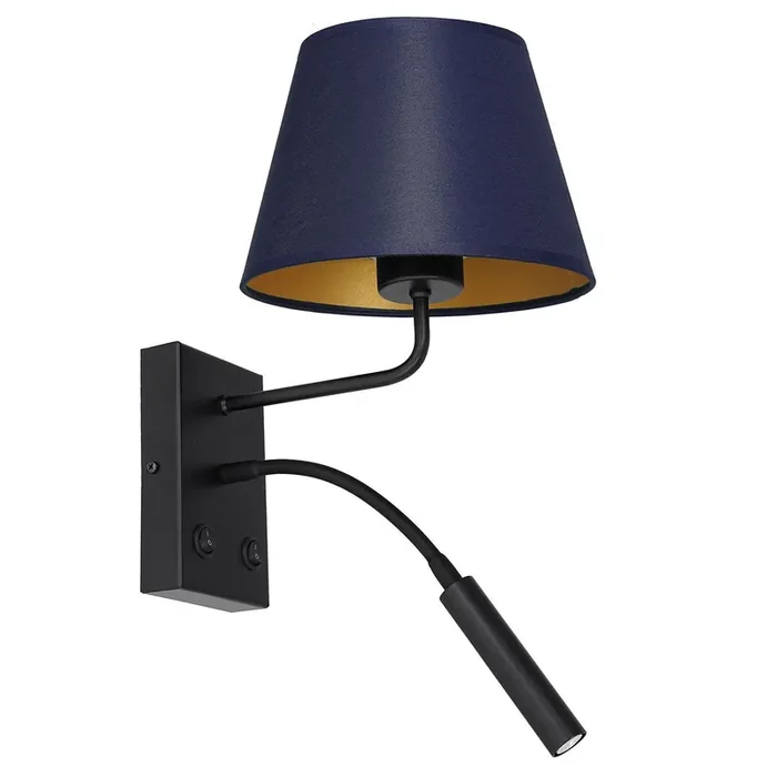Wandlampe Blau Gold Stoff Lesearm E27 G9 konisch Im Trend