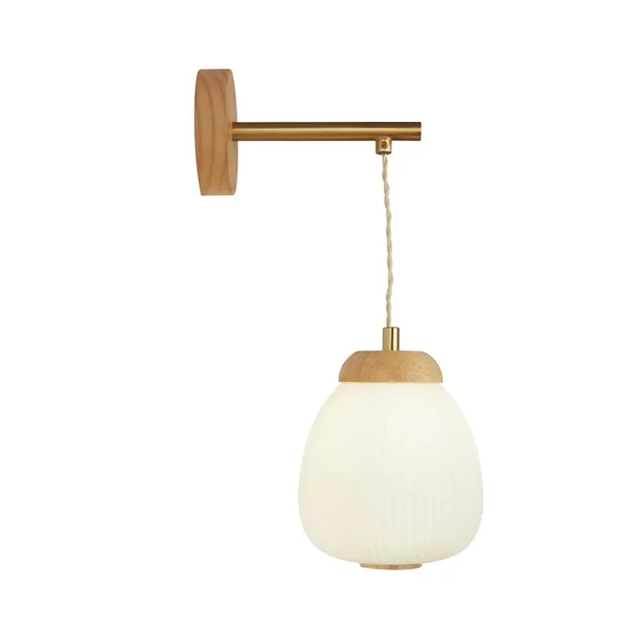 Wandlampe E14 in Messing Weiß Modern Glas Holz Metall Limited Edition