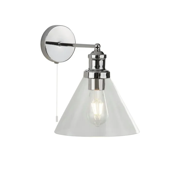Wandlampe mit Schalter Chrom Klar E27 Glas Top-Angebot