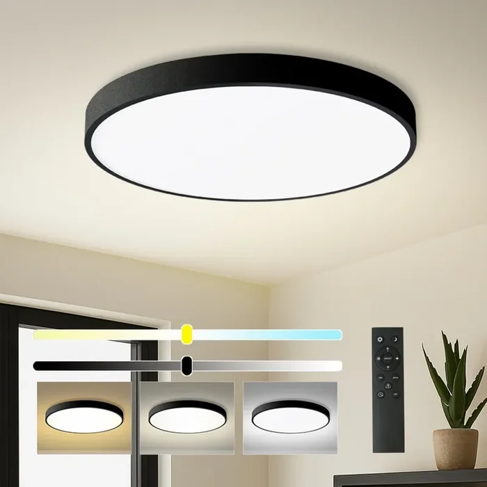 Weltweiter Versand Brilagi – LED dimmbare Deckenleuchte POOL SMART LED/100W/230V 3000-6000K Ø 80 cm Wi-Fi Tuya schwarz + Fernbedienung
