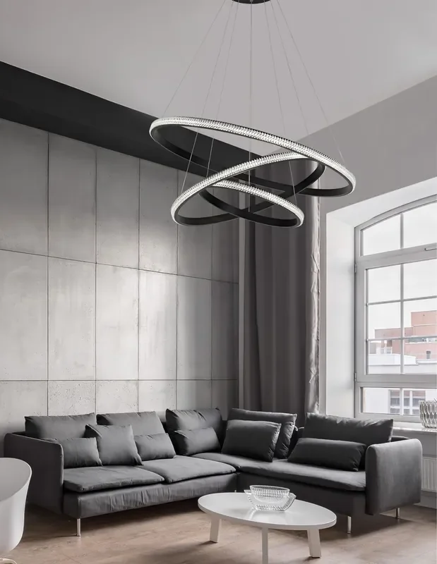 Weltweiter Versand Nova Luce NAGER LED Pendelleuchte Schwarz 62W Warmweiss 120x78cm dimmbar 9481093