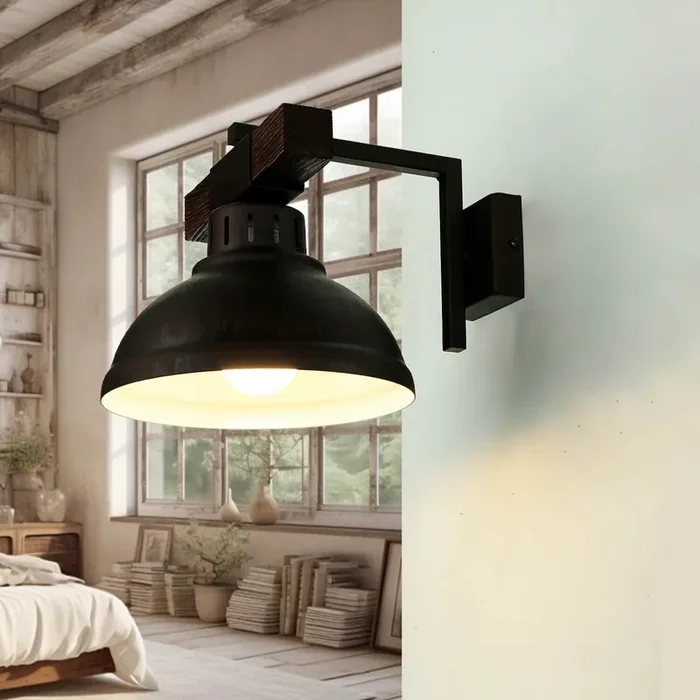 Wochenendangebot Braune Wandleuchte Echt Holz Metall Made in EU E27