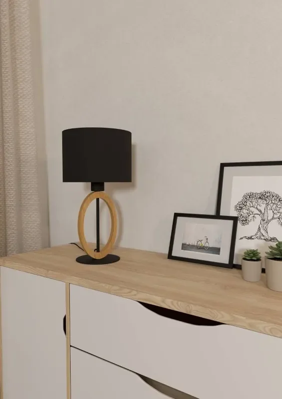 Zertifiziert Eglo 43569 BASILDON 1 E27 Tischleuchte Ø230mm Schwarz Braun
